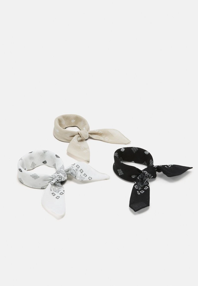 Pier One BANDANA UNISEX 3 PACK - Tuch - Black/white/beige 3 Pier One BANDANA UNISEX 3 PACK - Tuch - Black/white/beige