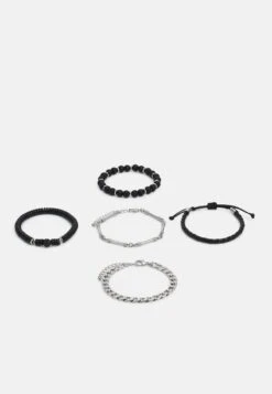 Pier One 5 PACK - Armband - Silver-coloured, Black